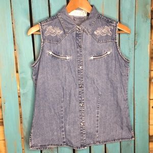 Wrangler Blues Sleeveless Chambray Size Medium